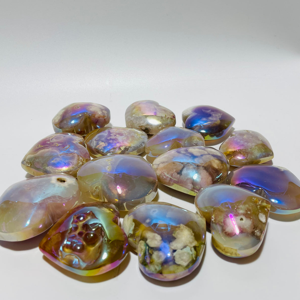 Aura Sakura Flower Agate Heart Wholesale -Wholesale Crystals