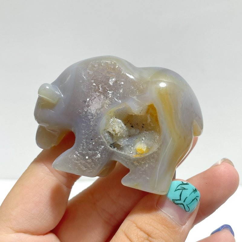 10 Pieces Beautiful Geode Druzy Agate Bear Carving - Wholesale Crystals