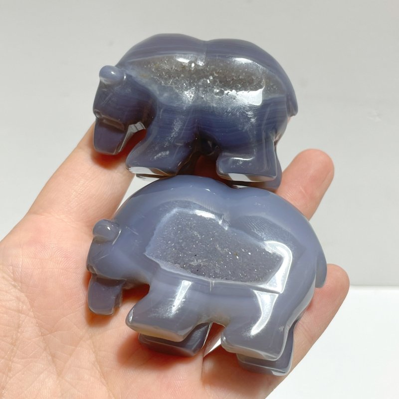 10 Pieces Beautiful Geode Druzy Agate Bear Carving - Wholesale Crystals