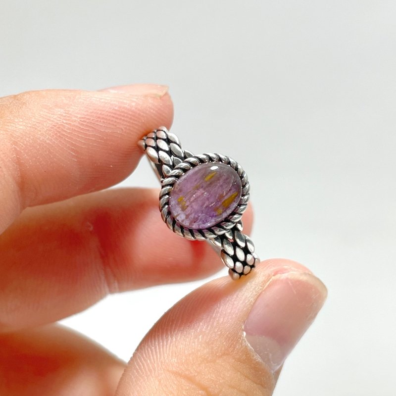 10 Pieces Cacoxenite Super7 Amethyst Sterling Silver Different Styles Ring - Wholesale Crystals