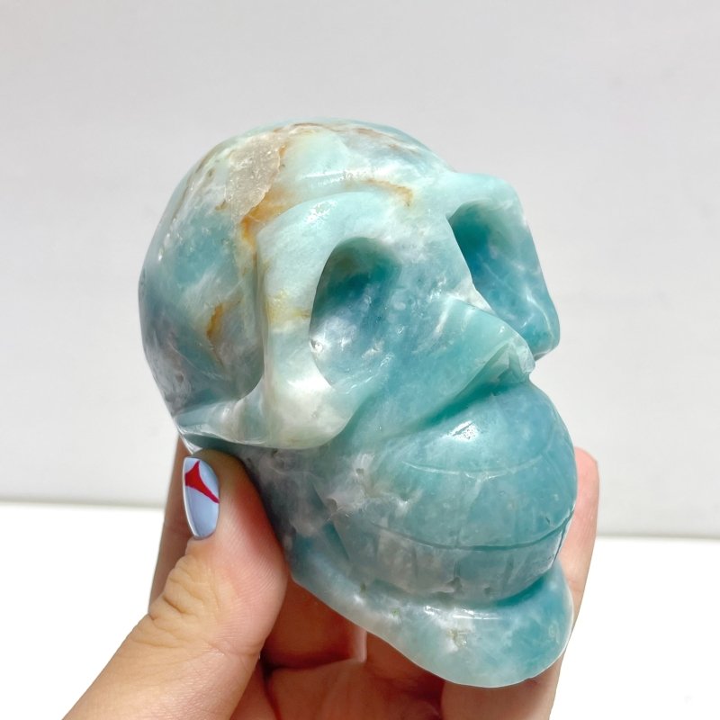 10 Pieces Caribbean Calcite Skull Carving - Wholesale Crystals