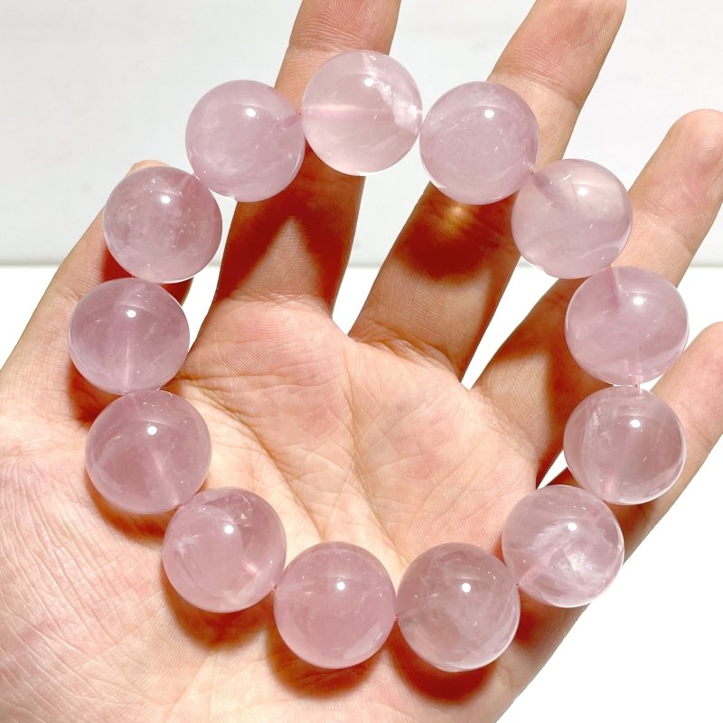 10 Pieces Large Beads 18mm Beautiful Rose Quartz Bracelets - Wholesale Crystals