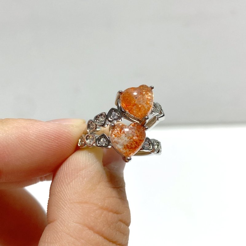 11 Pieces Beautiful Sunstone Heart Shape Ring 3 - Wholesale Crystals