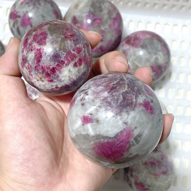 11 Pieces Pink Tourmaline Spheres Balls - Wholesale Crystals