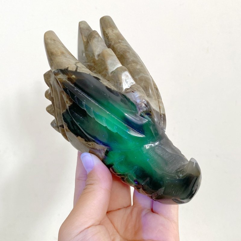 11 Pieces Volcanic Agate Dragon Head Carving Closeout(UV-Reactive) -Wholesale Crystals