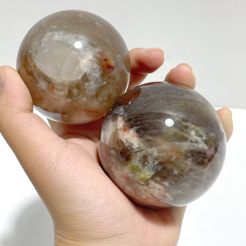 12 Pieces Fire Quartz Mixed Moonstone Spheres - Wholesale Crystals