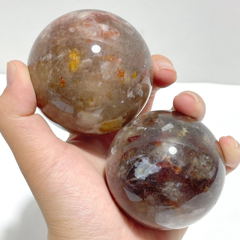 12 Pieces Fire Quartz Mixed Moonstone Spheres - Wholesale Crystals