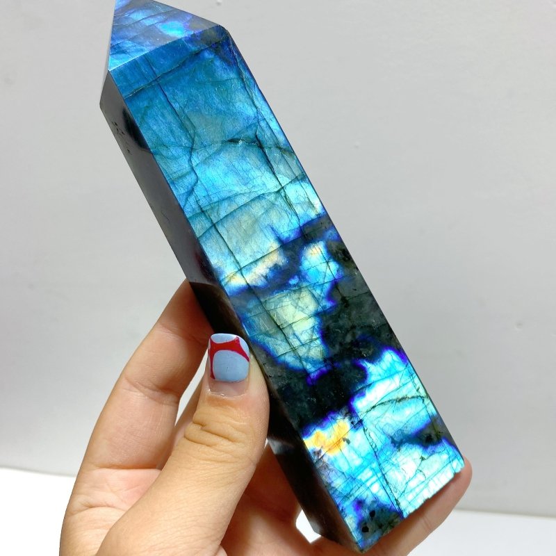 12 Pieces Flash Labradorite Four - Sided Point - Wholesale Crystals