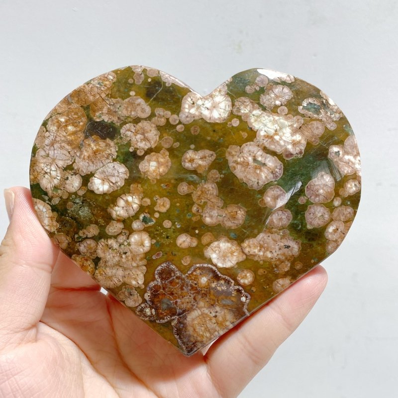 12 Pieces Large Rainforest Jasper Heart 1 -Wholesale Crystals