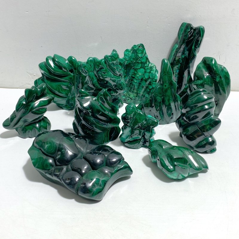 12 Pieces Malachite Flame Carving -Wholesale Crystals