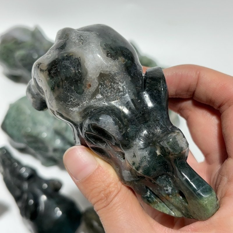 13 Pieces Beautiful Moss Agate Elephant Carving -Wholesale Crystals