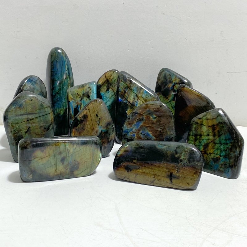 13 Pieces Beautiful Polished Yellow Blue Labradorite Free Form -Wholesale Crystals