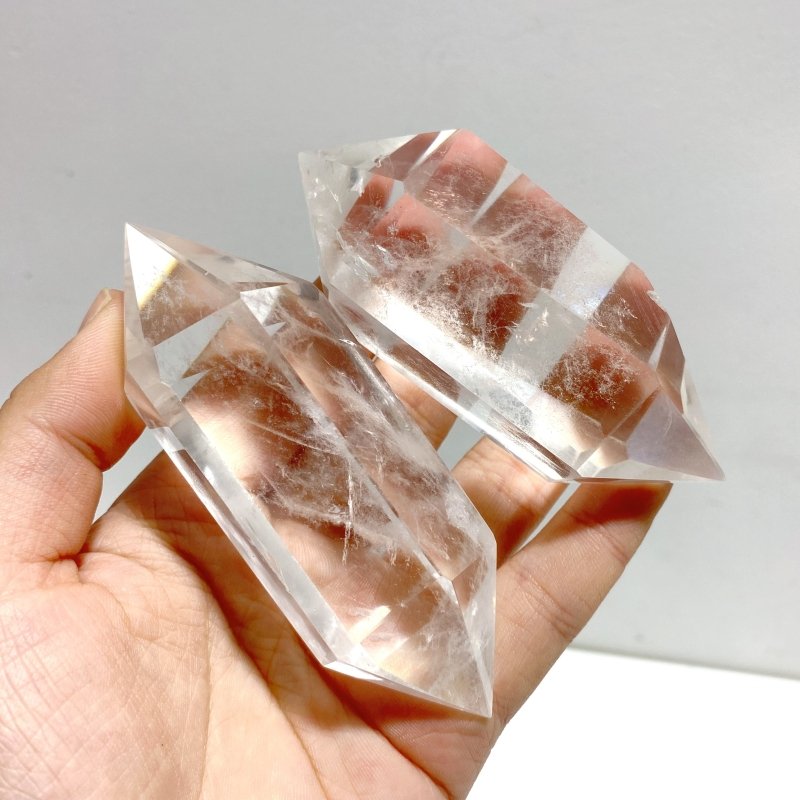 13 Pieces Clear Quartz Double Points - Wholesale Crystals