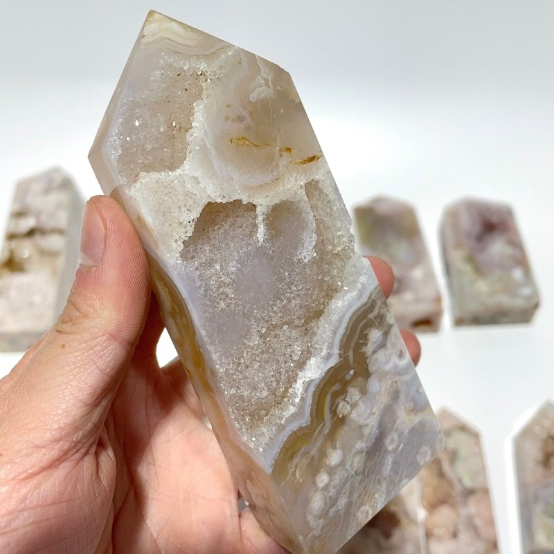 13 Pieces Geode Sakura Flower Agate Tower Points -Wholesale Crystals