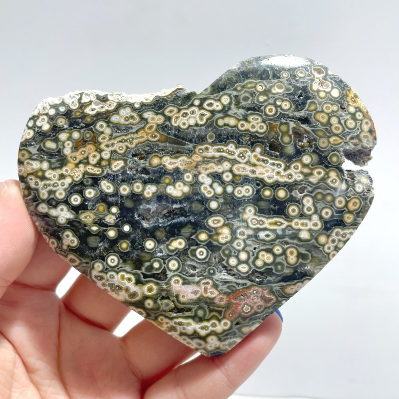 13 Pieces Large 8th Vein Ocean Jasper Heart 3 - Wholesale Crystals