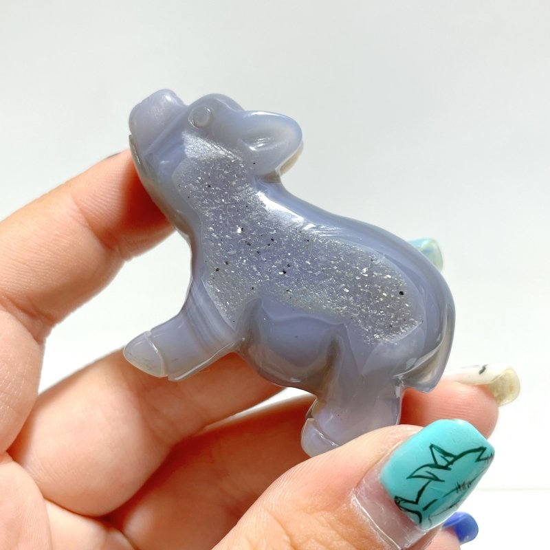13 pieces Small Geode Agate Druzy Pig Carving - Wholesale Crystals