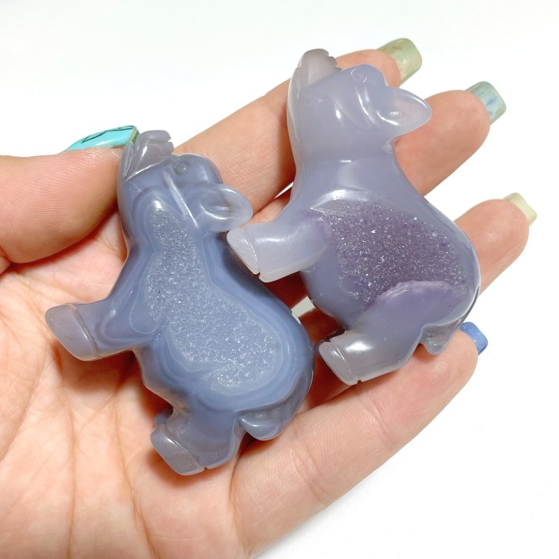 13 pieces Small Geode Agate Druzy Pig Carving - Wholesale Crystals