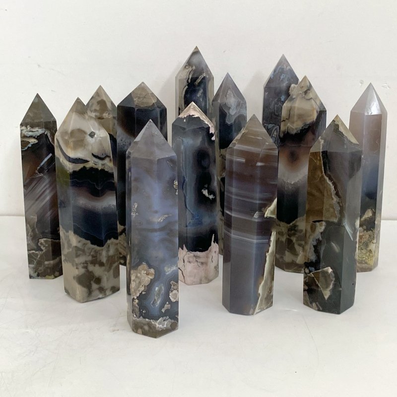 14 - 20CM Volcano Agate Point Wholesale (UV - Reactive) - Wholesale Crystals