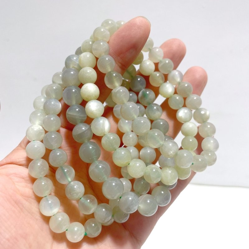 14 Pieces 8mm Light Green Moonstone Bracelet - Wholesale Crystals