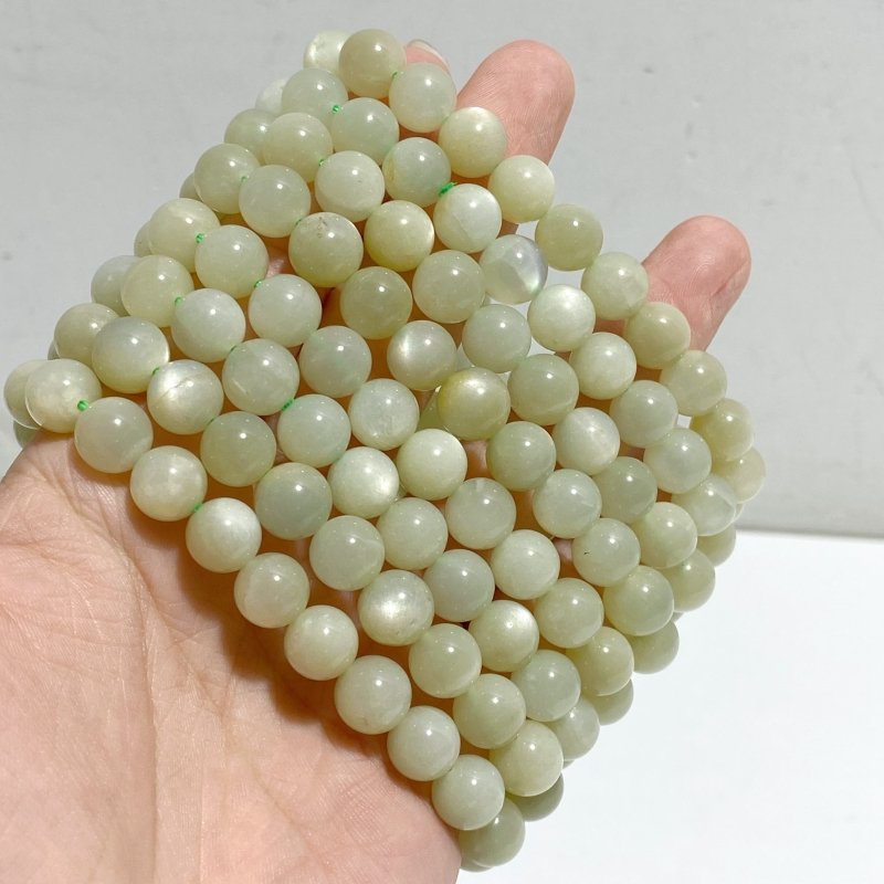 14 Pieces 9mm Light Green Moonstone Bracelet -Wholesale Crystals