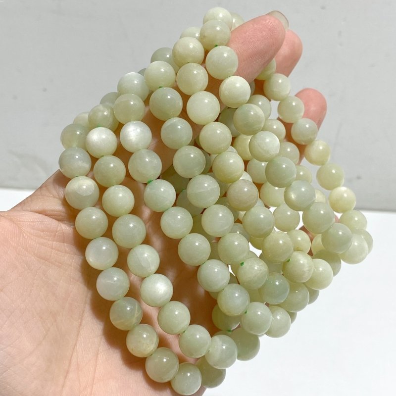 14 Pieces 9mm Light Green Moonstone Bracelet -Wholesale Crystals
