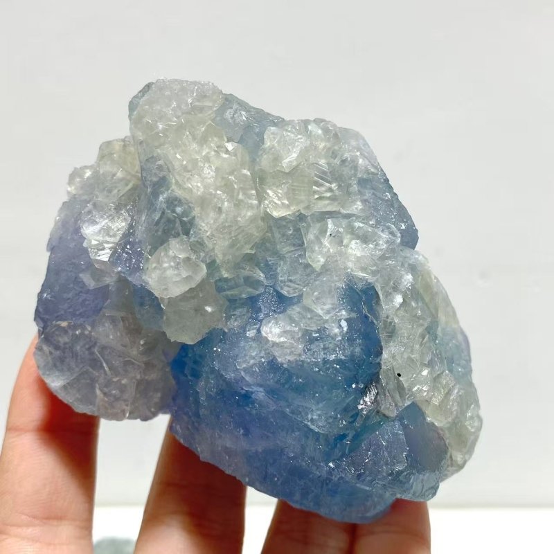 14 Pieces Blue Fluorite Mixed Calcite Raw Stone Specimen For Collection - Wholesale Crystals