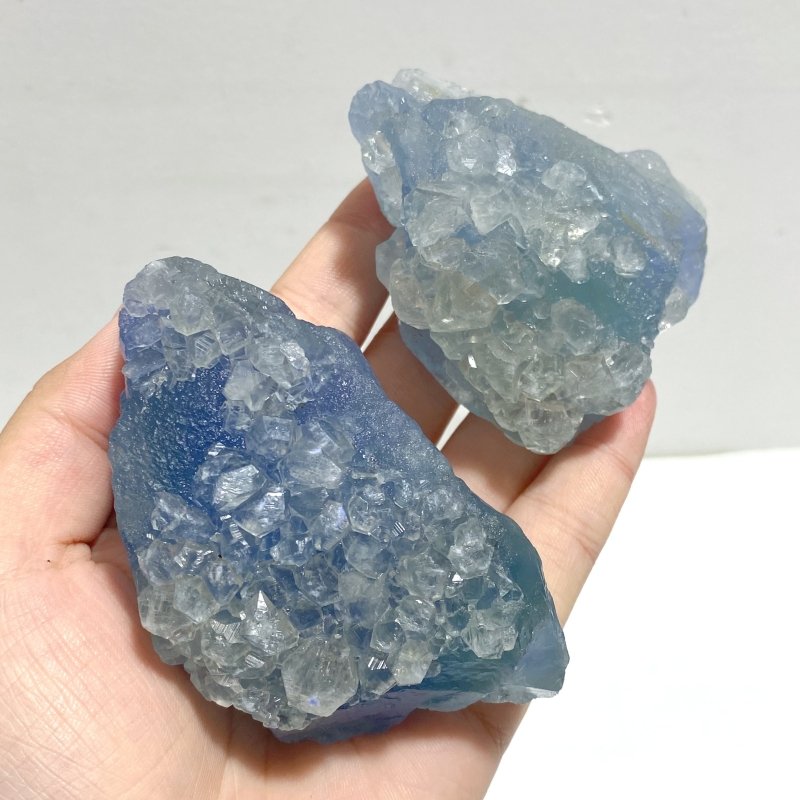 14 Pieces Blue Fluorite Mixed Calcite Raw Stone Specimen For Collection - Wholesale Crystals