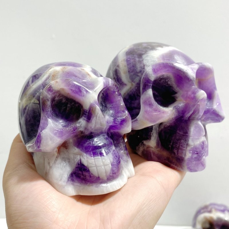 14 Pieces Chevron Amethyst Skull Carving -Wholesale Crystals