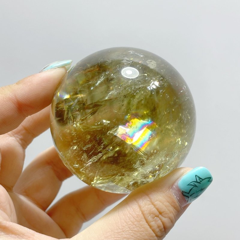 15 Pieces High Quality Citrine Spheres with Rainbow - Wholesale Crystals