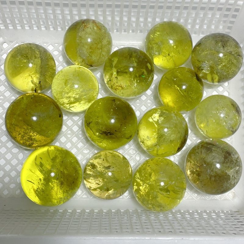 15 Pieces High Quality Citrine Spheres with Rainbow - Wholesale Crystals