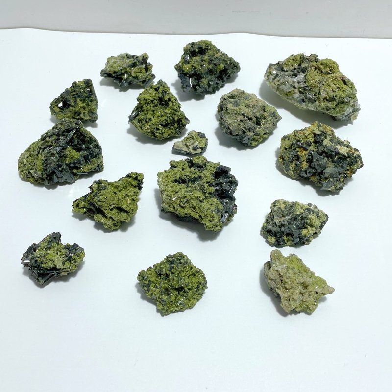 15 Pieces Raw Green Tourmaline Specimen For Collection - Wholesale Crystals
