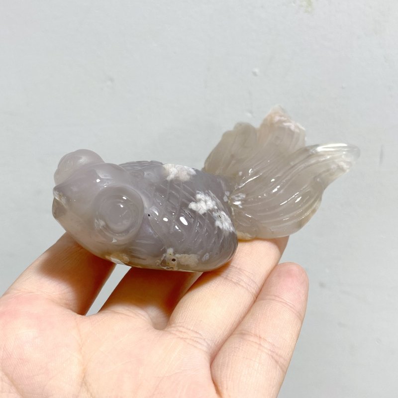 15 Pieces Sakura Flower Agate Beautiful Goldfish Carving -Wholesale Crystals
