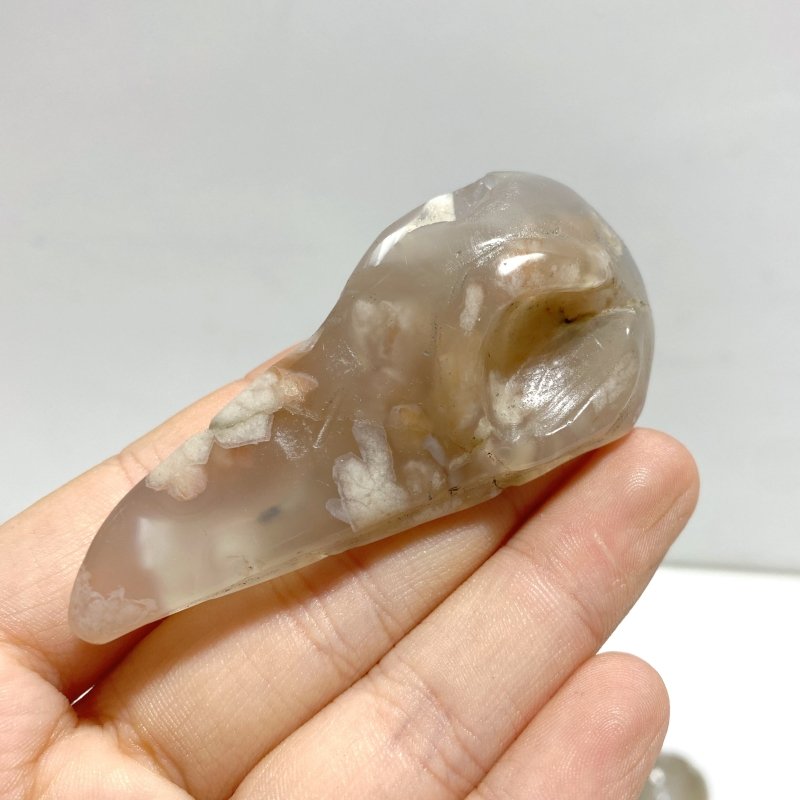 15 Pieces Sakura Flower Agate Crow Skull Carving - Wholesale Crystals