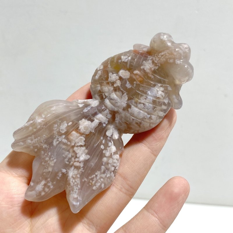 15 Pieces Sakura Flower Agate Goldfish Carving -Wholesale Crystals