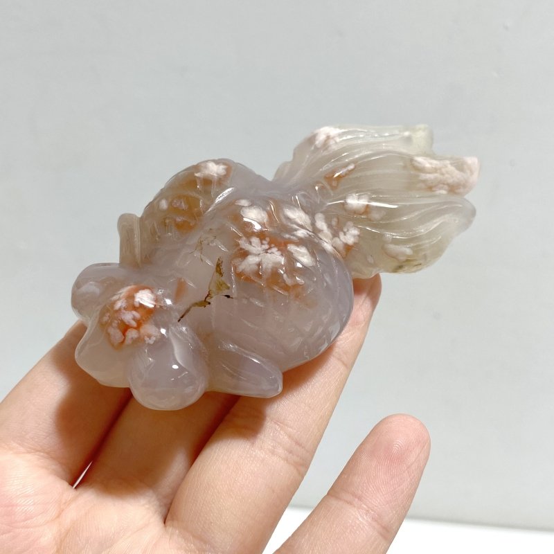 15 Pieces Sakura Flower Agate Goldfish Carving -Wholesale Crystals