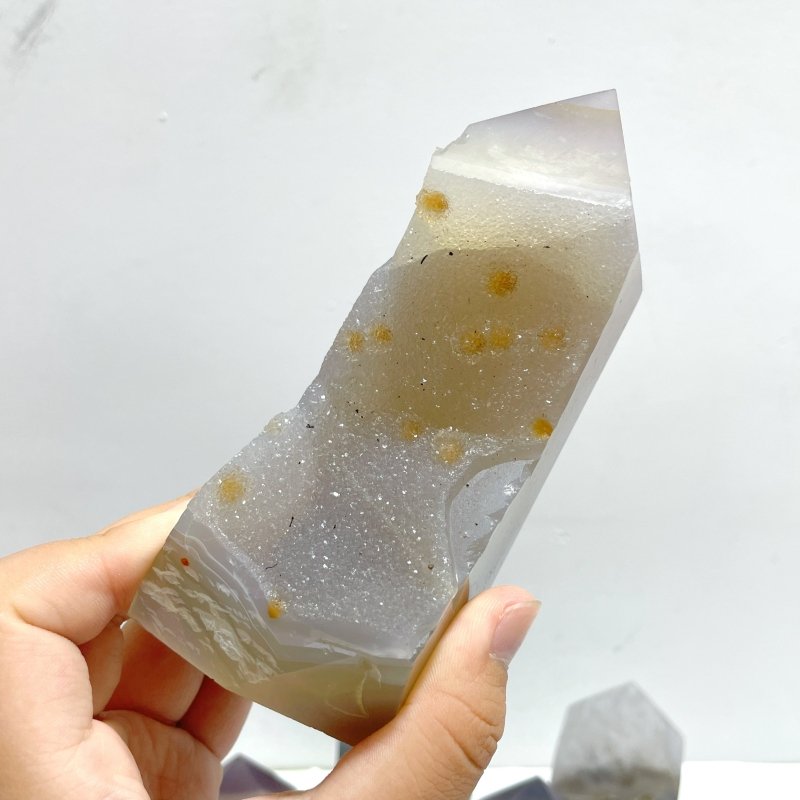 16 Pieces Geode Druzy Agate Four - sided Tower Point - Wholesale Crystals