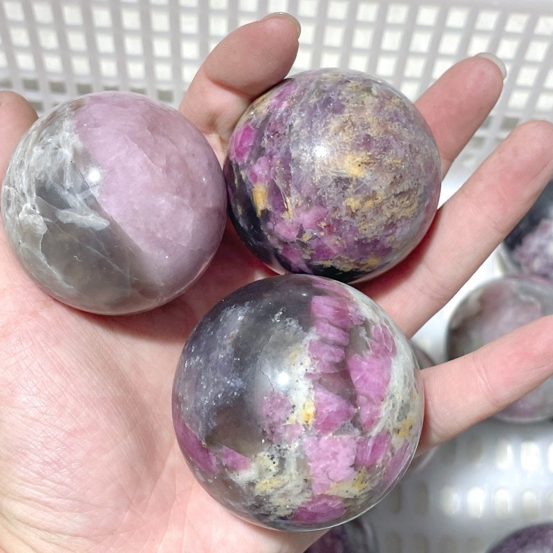 16 Pieces Pink Tourmaline Spheres Balls - Wholesale Crystals