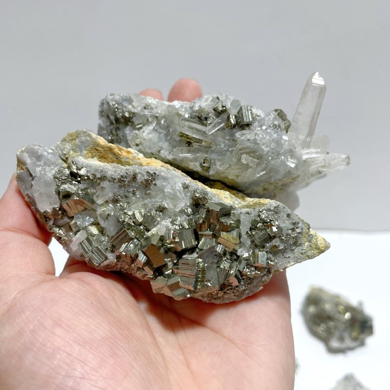 16 Pieces Pyrite Mixed Clear Quartz Cluster Specimen For Collection - Wholesale Crystals