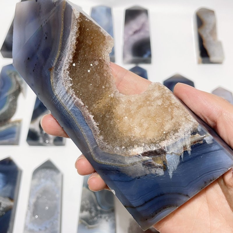 17 Pieces Large Four-sided Druzy Geode Agate Points -Wholesale Crystals