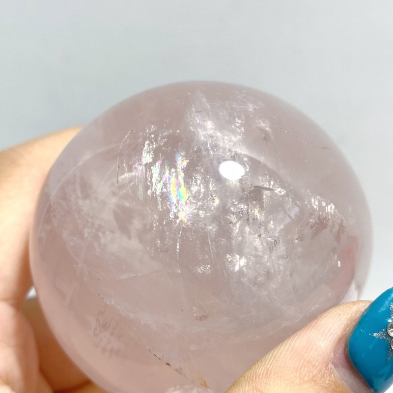 17 Pieces Six Star Line Rose Quartz Eggs With Rainbow - Wholesale Crystals