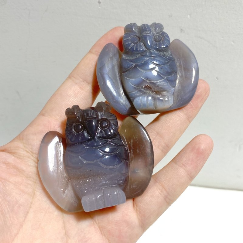 18 Pieces Geode Druzy Agate Owl Carving -Wholesale Crystals