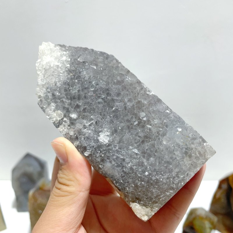 19 Pieces Beautiful Geode Druzy Agate Four - sided Tower Point - Wholesale Crystals