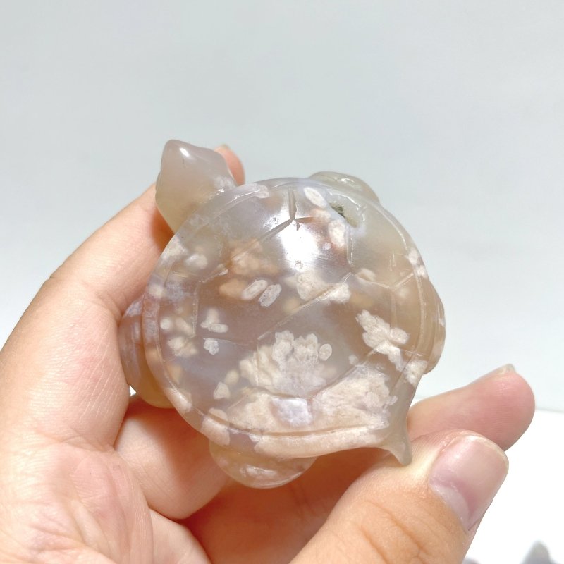 19 Pieces Beautiful Sakura Flower Agate Sea Turtle Carving - Wholesale Crystals