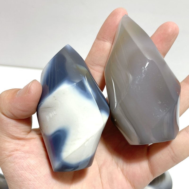 19 Pieces Black Orca Agate Flame Carving 2 - Wholesale Crystals