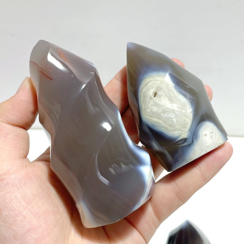 19 Pieces Black Orca Agate Flame Carving 2 - Wholesale Crystals