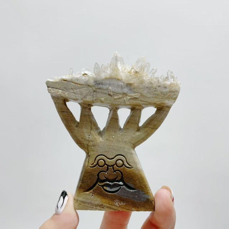 19 Pieces Clear Quartz Cluster Dendroid Guard Carving - Wholesale Crystals