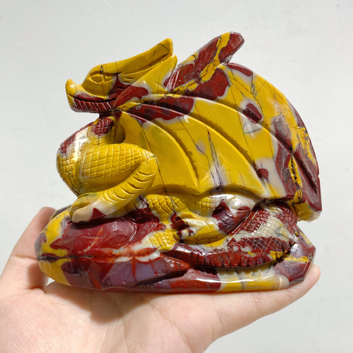 2 Pieces Mookaite Flying Dragon Castle Carving #2
