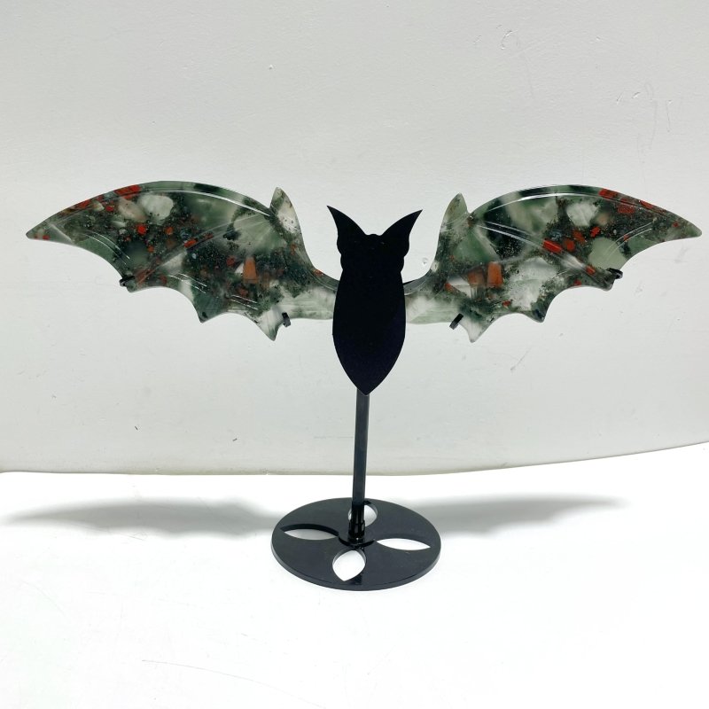 2 Pairs Africa Blood Stone Bat Wing Carving With Stand - Wholesale Crystals