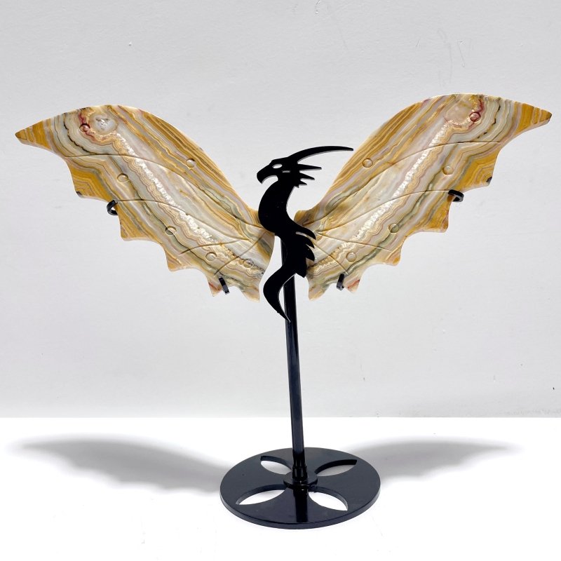 2 Pairs Flying Dragon Wing With Stand Crazy Agate Sakura Flower Agate - Wholesale Crystals