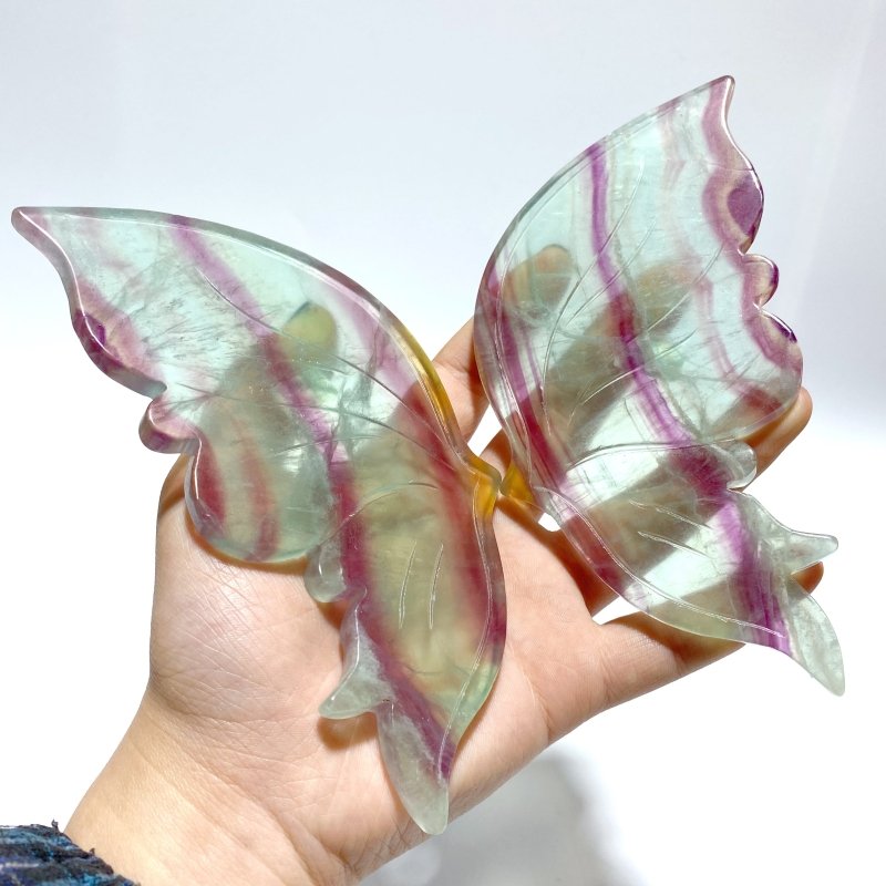 2 Pairs Rainbow Fluorite Symmetry Butterfly Wing With Stand - Wholesale Crystals